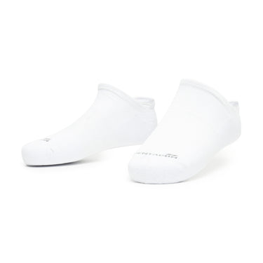 White no-show socks with subtle logo marks