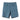 Blue utility shorts with belt loops, button waistband, and front zip pocket