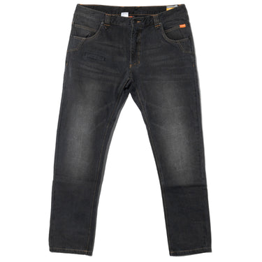 Black jeans pants with straight leg and dark wash finish