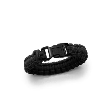 Black paracord bracelet with plastic buckle
