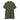 Olive green henley shirt with button placket, short sleeves, small chest logo