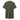 Olive green henley shirt, short sleeves, back view with small neck detail