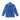 Blue hooded rain shell jacket with zip front and side pockets