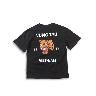 Black souvenir T-shirt with tiger face and “VUNG TAU” “VIET-NAM” back print