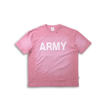 Dusty pink washed crewneck T-shirt with ARMY graphic