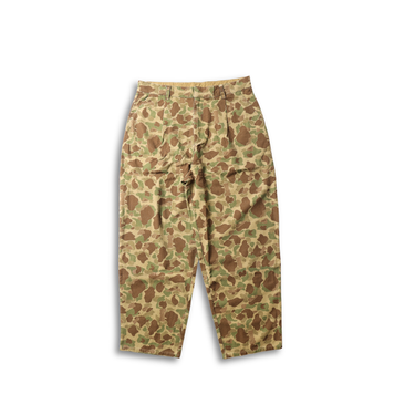 Camouflage work barrel pants, duck hunter pattern, cropped straight legs, elastic waist