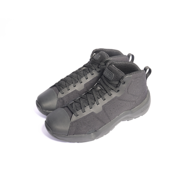 Mid tactical boots in dark gray knit with padded collars and lace-up closure