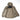 Taupe packable rain jacket with hood, front view, zippered pockets