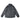 Packable rain jacket in dark black, full-zip front with stand collar and hood.