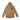 Tan zip-up hoodie with hood, front zipper, chest emblem, and two front pockets