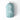 Packable rain jacket pouch in mint blue with drawstring and printed product label.