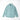 Packable rain jacket in mint blue, full-zip front with hood and side pockets.