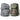 Two tactical backpacks, gray and camouflage, side by side with padded straps