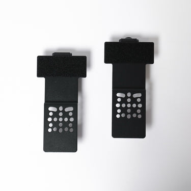 Obsidian black wall holster mount pair with perforated plate inserts