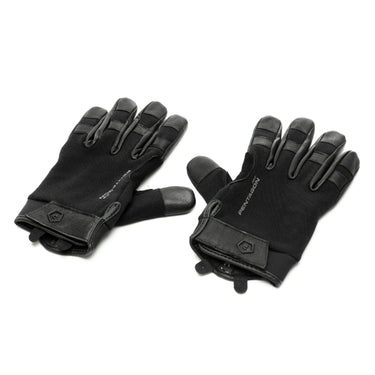 Black anti-cut tactical gloves with reinforced knuckles and cushioned palm padding