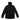 Black hooded zip-up jacket shown from back with adjustable cuffs