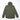 Olive green hooded zip-up jacket shown from back with front pocket detail
