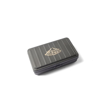 Gray ridged tool case with logo for screwdriver bit set