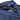 Blue nylon backpack front pocket with adjustable elastic bands and orange stitching