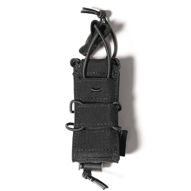 Black single pistol magazine pouch with MILES patch and MOLLE loops