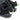 Lightweight barefoot activity shoe, black knit upper with green heel accent