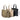Three tote bags in beige, brown, and black with 'RTB' branding on a white background.