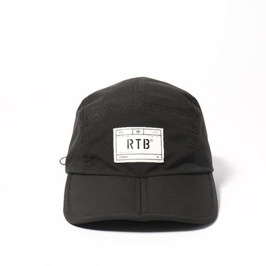 Black 3-fold go cap with curved brim and RTB fabric label at back