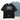 Pair of crewneck T-shirts: black and light blue, each with rectangular chest graphic