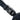 Adjustable sling strap with plastic buckle and logo emblem on navy/blue pouch