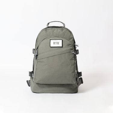 Army green mini 3 day backpack with top handle, front pocket, and side straps