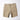 Beige cargo shorts with button waistband and side leg pocket detail