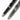 Tactical glassbreaker pen pair, black and gunmetal, with ridged barrels and pointed tips