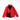Red escape jacket with black hood lining, gold zipper, and utility pocket zips