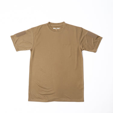 Quick-dry tactical T-shirt, tan brown front view