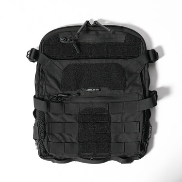 Black micro MAP assault panel with hook-and-loop center and MOLLE side straps