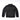 Black puffer down jacket, back view with horizontal quilting and stand collar