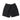 Black cargo shorts with elastic waist and front flap pocket detail