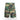 Woodland camo cargo shorts with button fly and multiple utility pockets