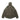 Olive green fleece jacket with zip front, hood, and side zipper pockets