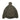 Olive green fleece jacket back view with attached hood and ribbed cuffs