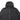 Black hoodie sweater jacket with drawstring hood and chest logo on the front