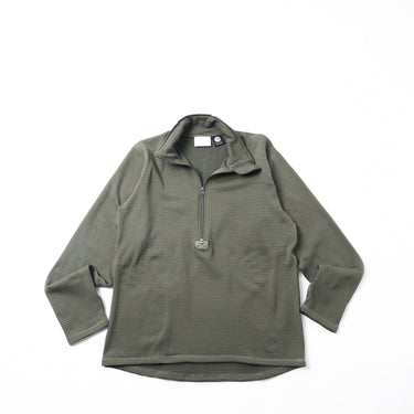 Olive mid-weight quarter-zip base layer top with stand collar