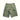 Green cargo shorts with belt loops, button front, and side flap pockets.