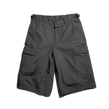 BDU ripstop shorts, dark gray, with side cargo pockets and belt loops