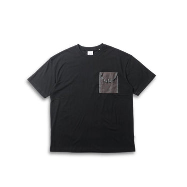 Black utility tee with chest pocket patch