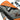 Compound bow bag, gray body with orange top and large V-style graphic, side strap