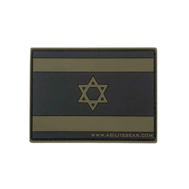 Israeli flag patch with Star of David on olive and dark stripes