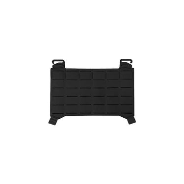 Black MOLLE placard with raised grid panel and side mounting straps