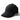 Black logo cap front view with embroidered emblem; curved brim, six-panel construction