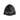 Black knit beanie cap with large gray logo graphic on cuff